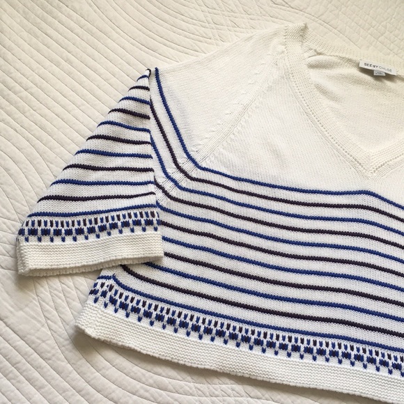 See By Chloe Oversized Cropped Knit Sweater Striped XL - Picture 2 of 12
